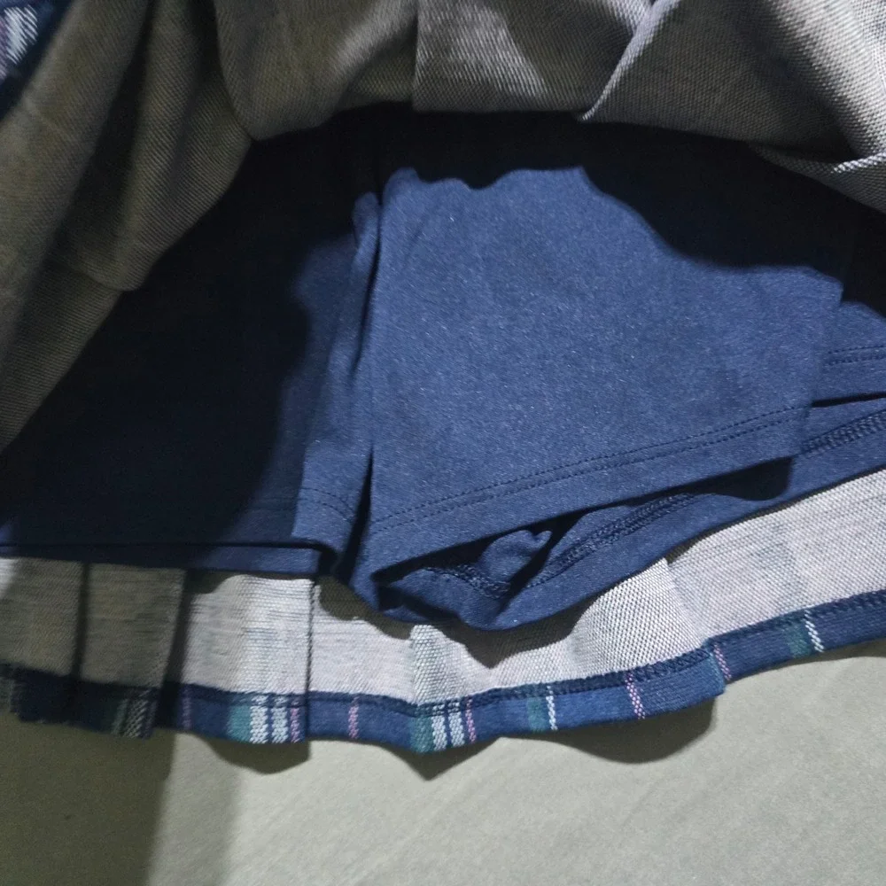 SO Knit Pleated Plaid Skort Kids Size 8 Navy Green Pink DG32G004RR